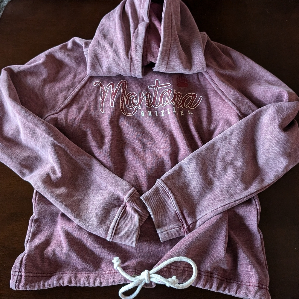 Maroon University of Montana Griz Hoodie With Drawstring